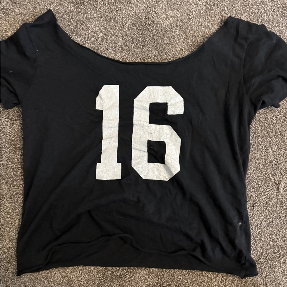 Brandy Melville Black Tee with White Number